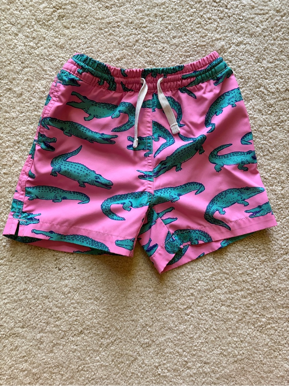chubbies Pink Swim Trunks with Teal Alligator Print